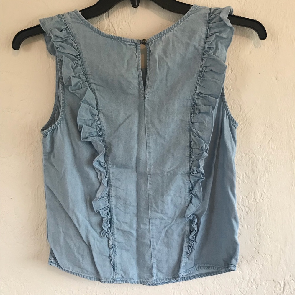 Sleeveless Chambray Ruffle Top - Picture 5 of 5